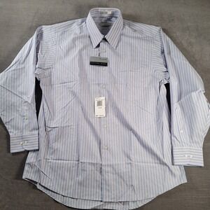 Geoffrey Beene Long Sleeve Blue White Striped Shirt Mens‎ Size XL New